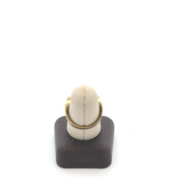 Designer Sterling Silver w/ Gold Overlay, Blue & Clear Rhinestones 7.25 Ring 114 - Picture 3 of 6